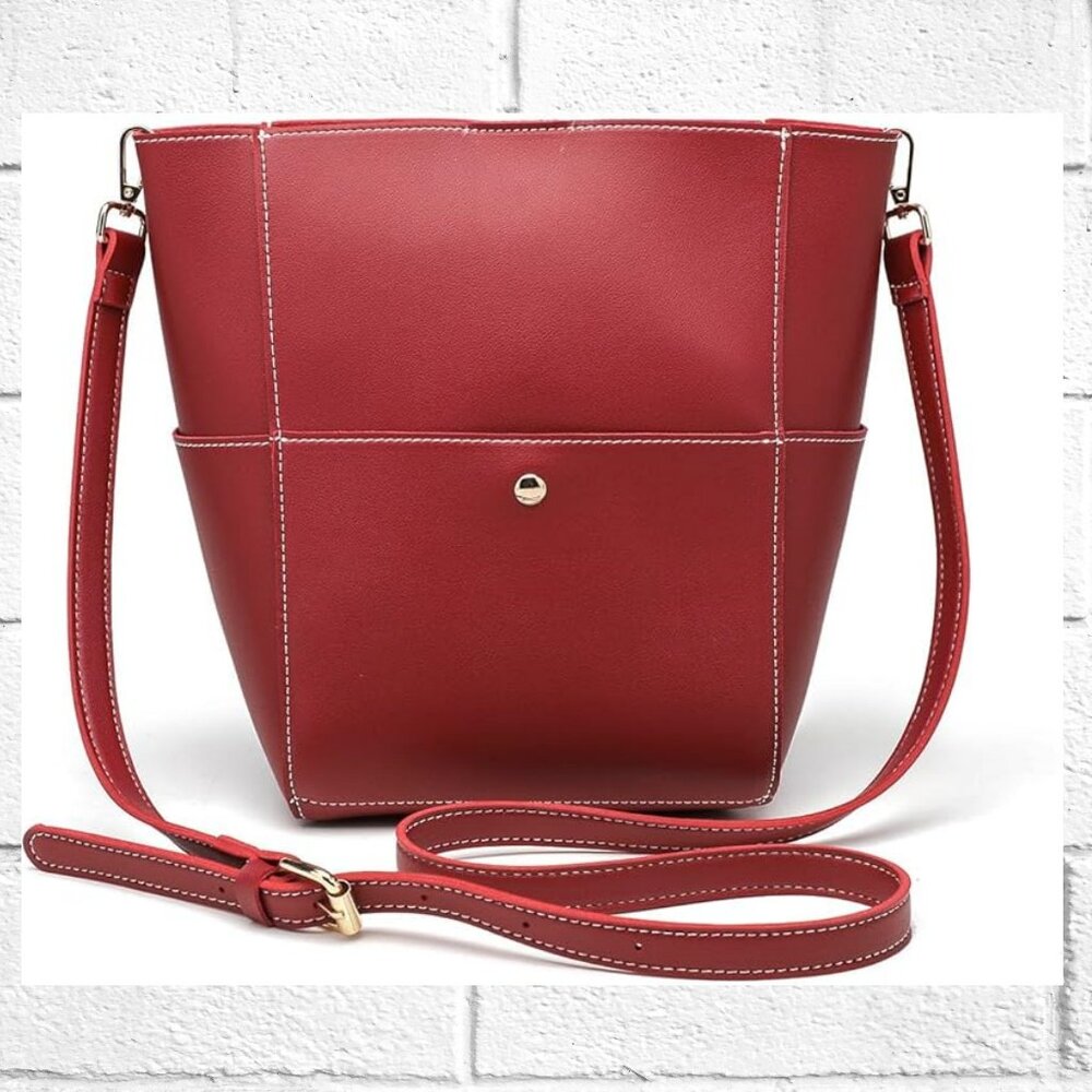 NWOT! Burgundy Faux Leather Tote Purse Shoulder/Crossbody Bag w/Detachable Strap
